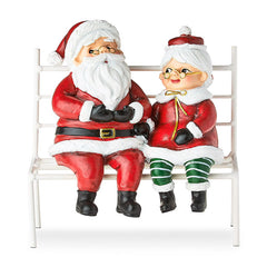 Santa and Mrs. Claus Sitting on Bench Christmas Decoration, Multicolor, 7", by Holiday Time